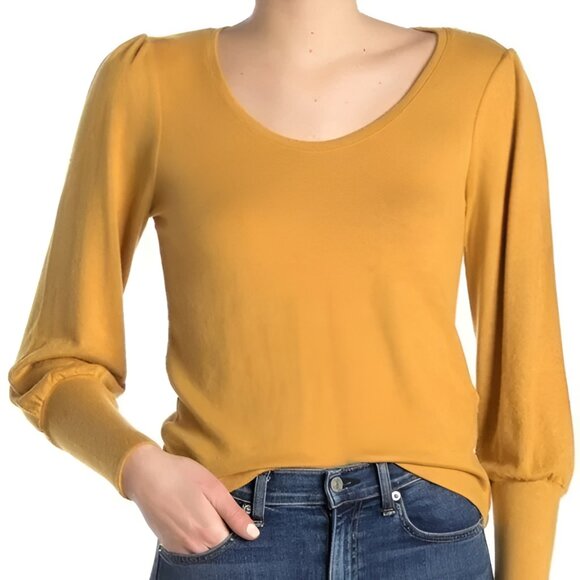 NWT Madewell Mustard Yellow Orange Long Sleeve Soft Knit Dress Sweater Top S - Picture 1 of 4